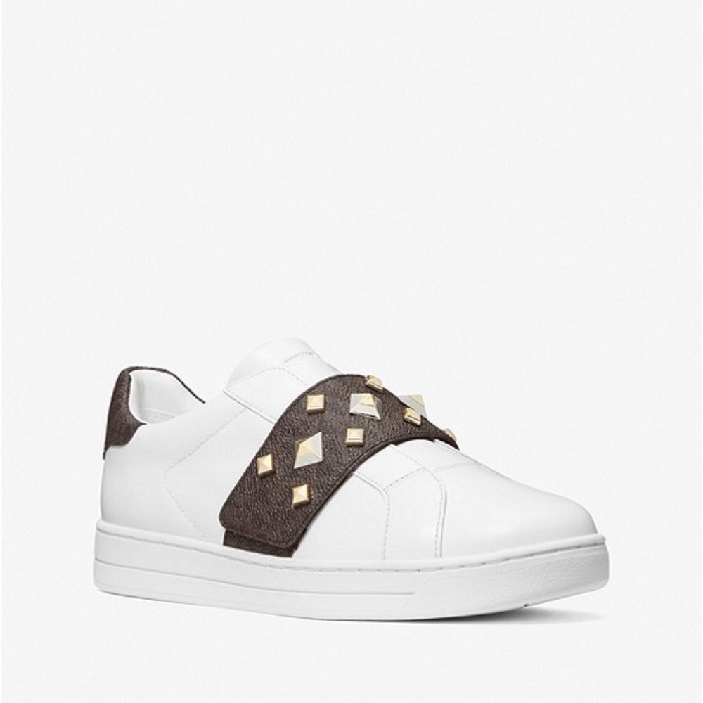 MICHAEL KORS Kenna Leather Studded Logo Sneaker